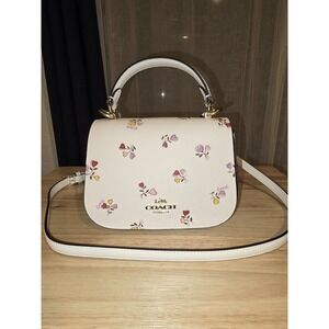 Coach CX577 Lysa Top Handle Crossbody Bag With Heart Print In Chalk